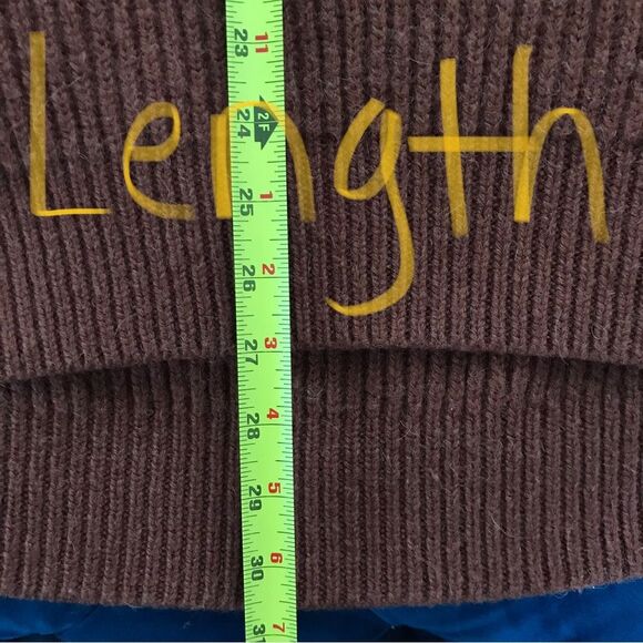 All Saints Brown Neutral Wool V Neck Chunky Knit Sweater Pullover - Picture 7 of 9